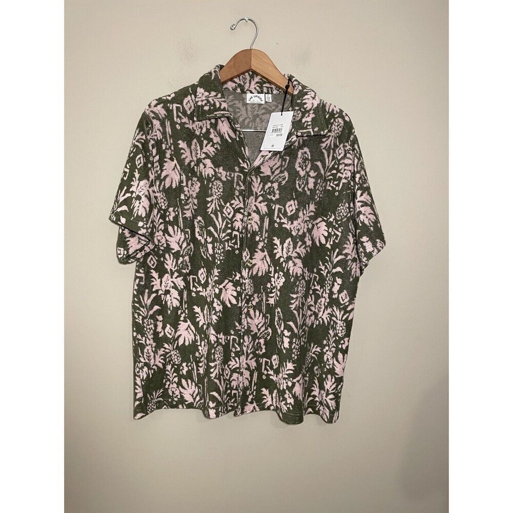 THE UPSIDE Cocos Stella Terry Top Olive Short Sleeve Button Size Large Floral NW - Picture 2 of 5